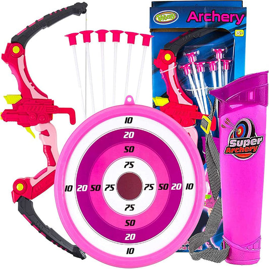 Toysery Kids Archery Set - Kids Archery Bow with 6 Suction Cups Arrows, Target, and Quiver- Girls Bow and Arrow Set| Kids Bow and Arrow