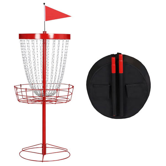 Alden Design 24-Chain Disc Golf Goal for Target Practice with Carrying Bag, Red