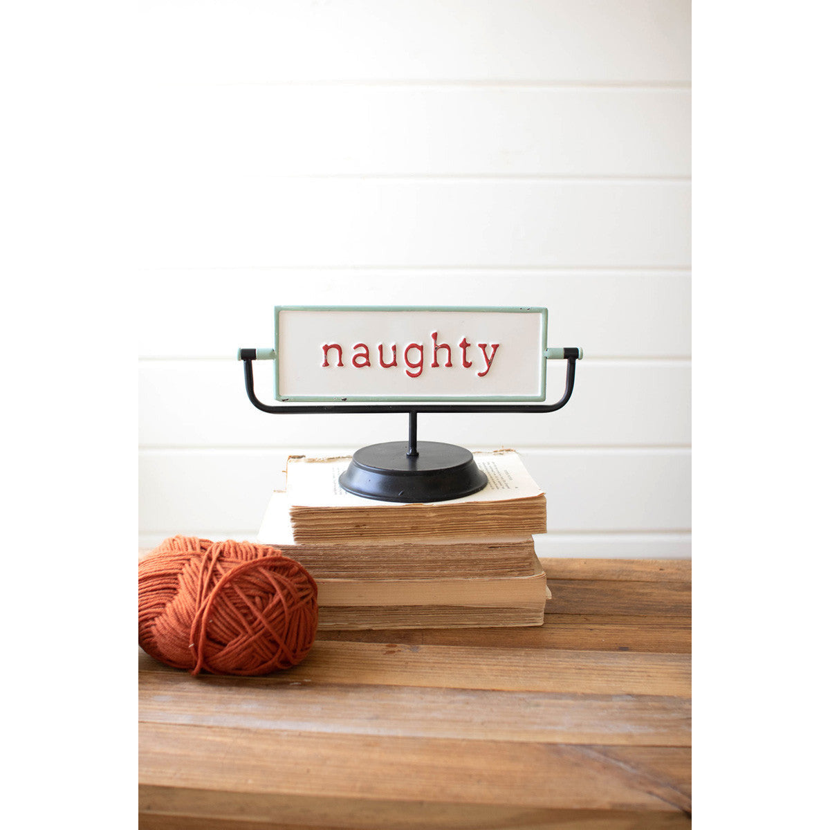 Naughty & Nice Enamel Flip Sign