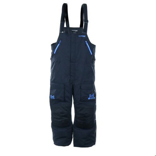 CLAM Ice Armor Rise Float Bib Black/Blue Zips, 2 Extra Large