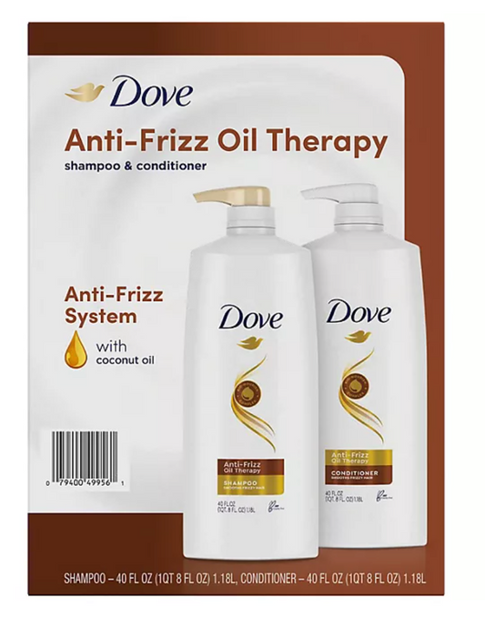 Dove Anti-Frizz Oil Therapy Shampoo & Conditioner (40 fl. oz., 2 pk.)