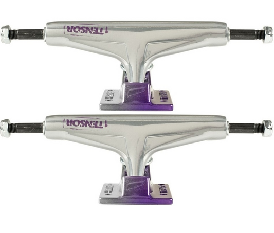 Tensor Aluminium Stencil Mirror Raw/Purple Fade Skateboard Trucks