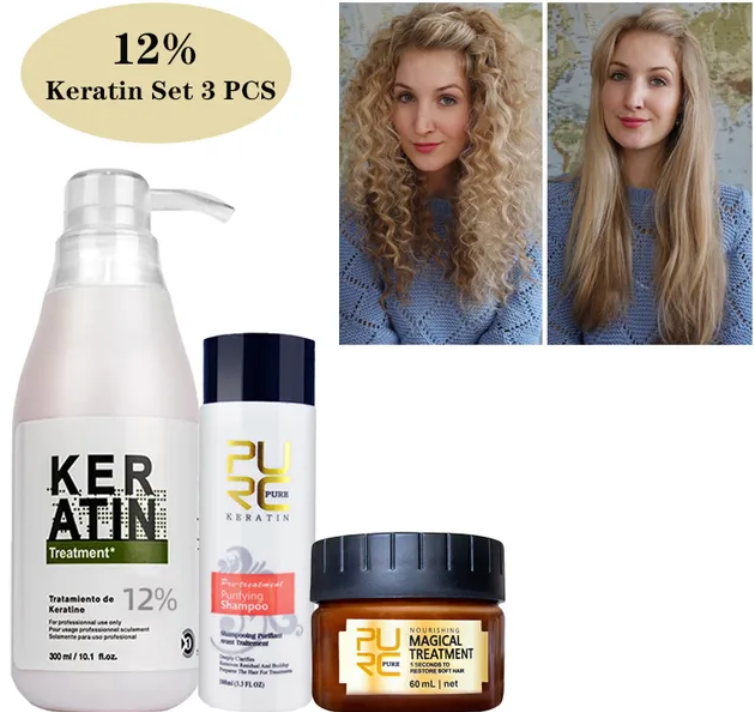 Professional Keratin Hair Treatment Set Brazilian Hair Straightening Cream Smoothing Shampoo Magic Hair Mask Care