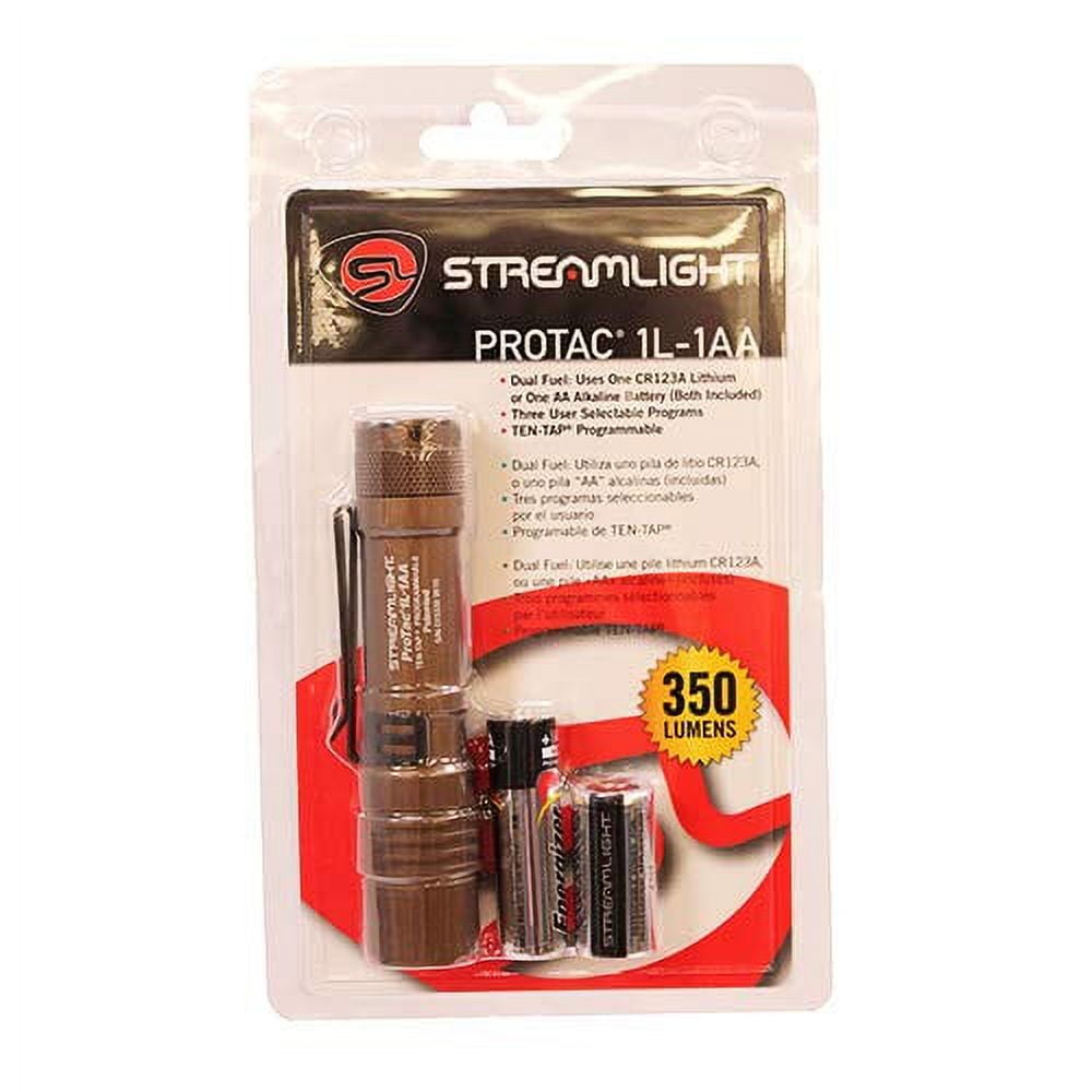 Streamlight Protac 1L-1AA 350 Lumen LED Flashlight & Batteries, FDE TAN - 88073