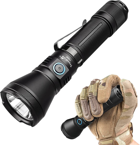 TrustFire T40R Rechargeable Tactical Flashlight, 550m Range/1800 Lumen /6 Modes/IPX8 Waterproof LED Flashlight, for Hiking Hunting Camping Outdoor Sport (Battery Included)