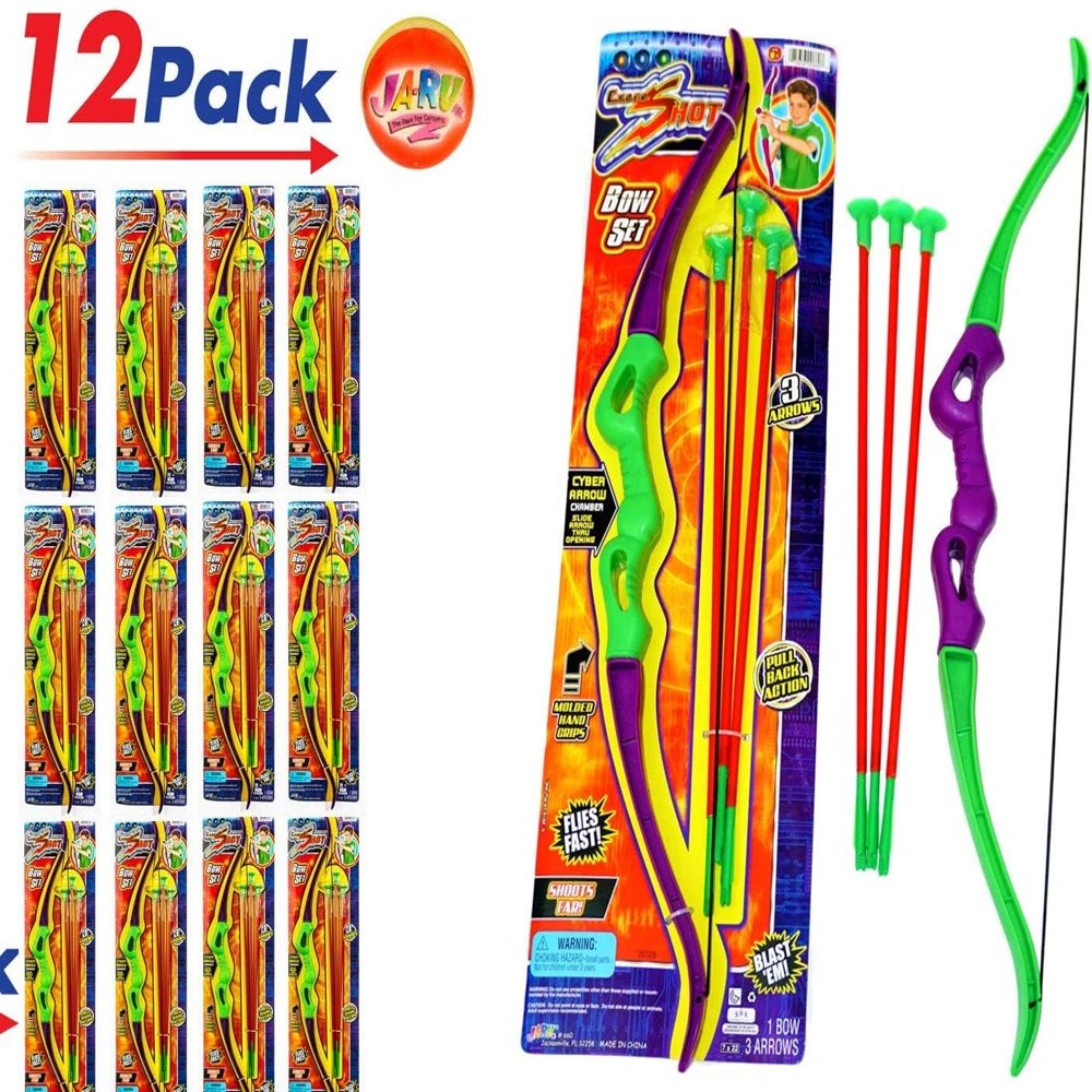 Bow and Arrow Game Toy Pack of 12 by 2Chill Set with Molded Hand Grip Item #660-12