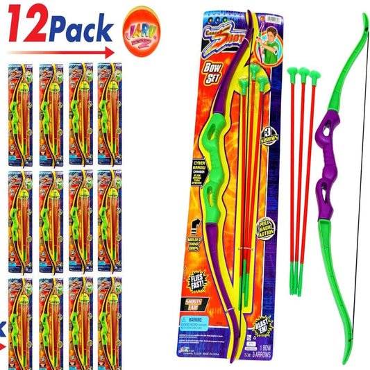 Bow and Arrow Game Toy Pack of 12 by 2Chill Set with Molded Hand Grip Item #660-12