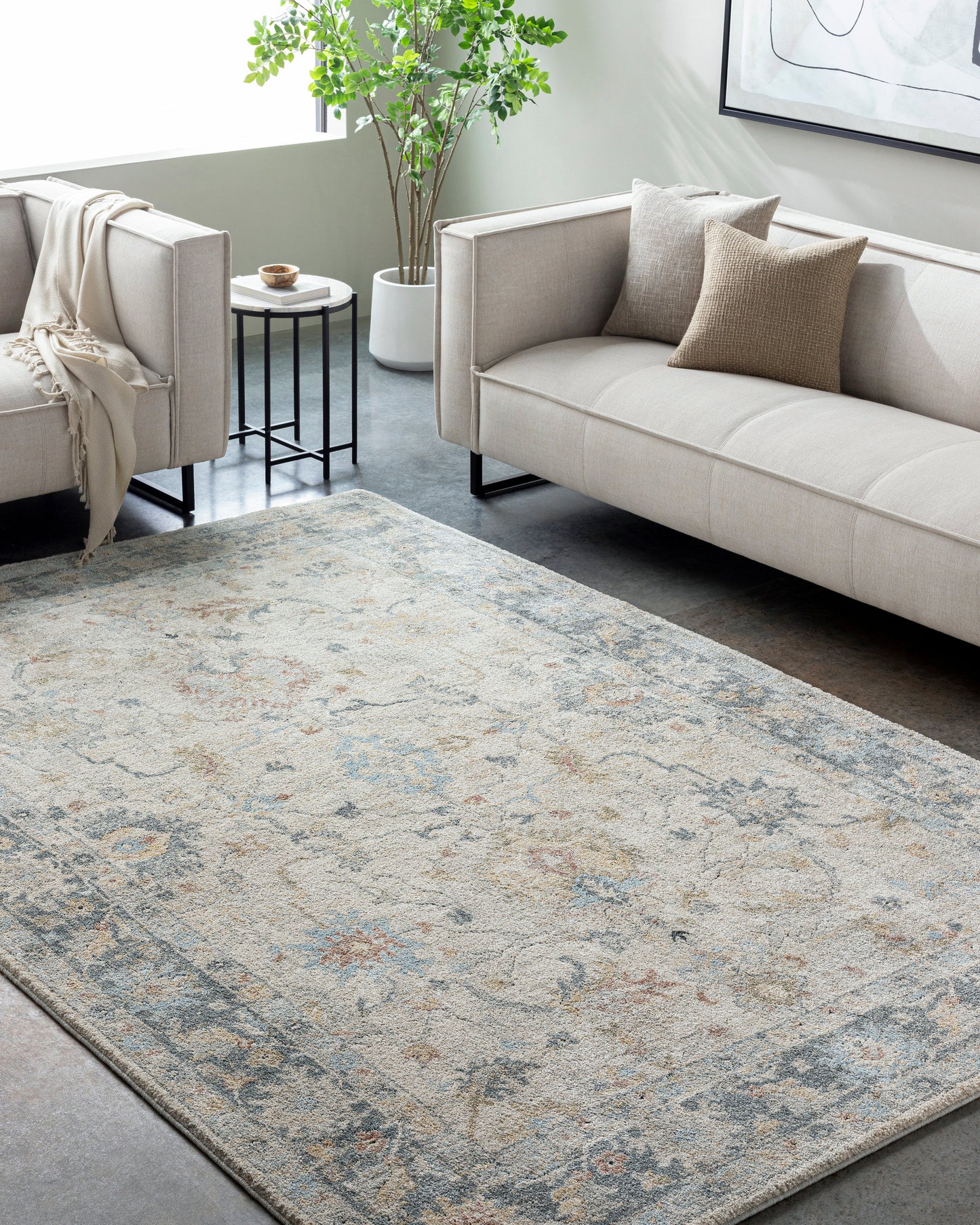 Avellino AVL-2309 Rug-  Beige, Blue, Gray