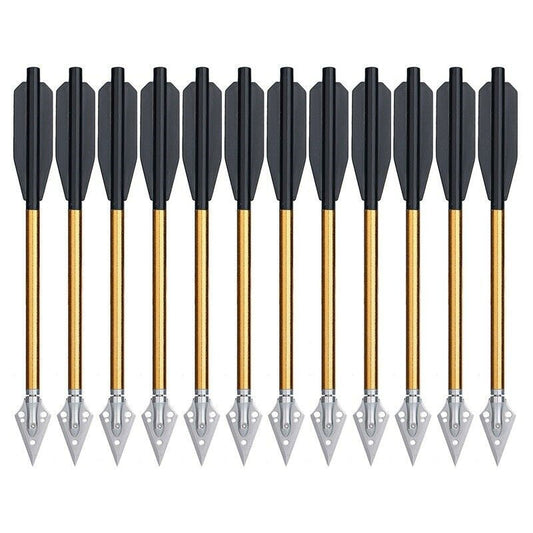 EROCK Aluminium Crossbow Bolts Arrows 6.5" Steel Broadhead Tips Hunting Arrows for 50-80Lbs Mini Crossbow Archery Pistol - Fishing Hunting Target Practice-12Pcs