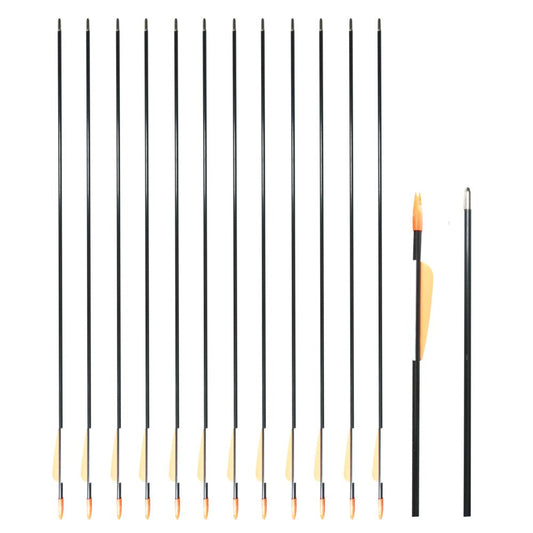SAS Fiberglass Archery Arrow 28" W/ 3" Vanes Youth Target Recurve Bow - 12/PK