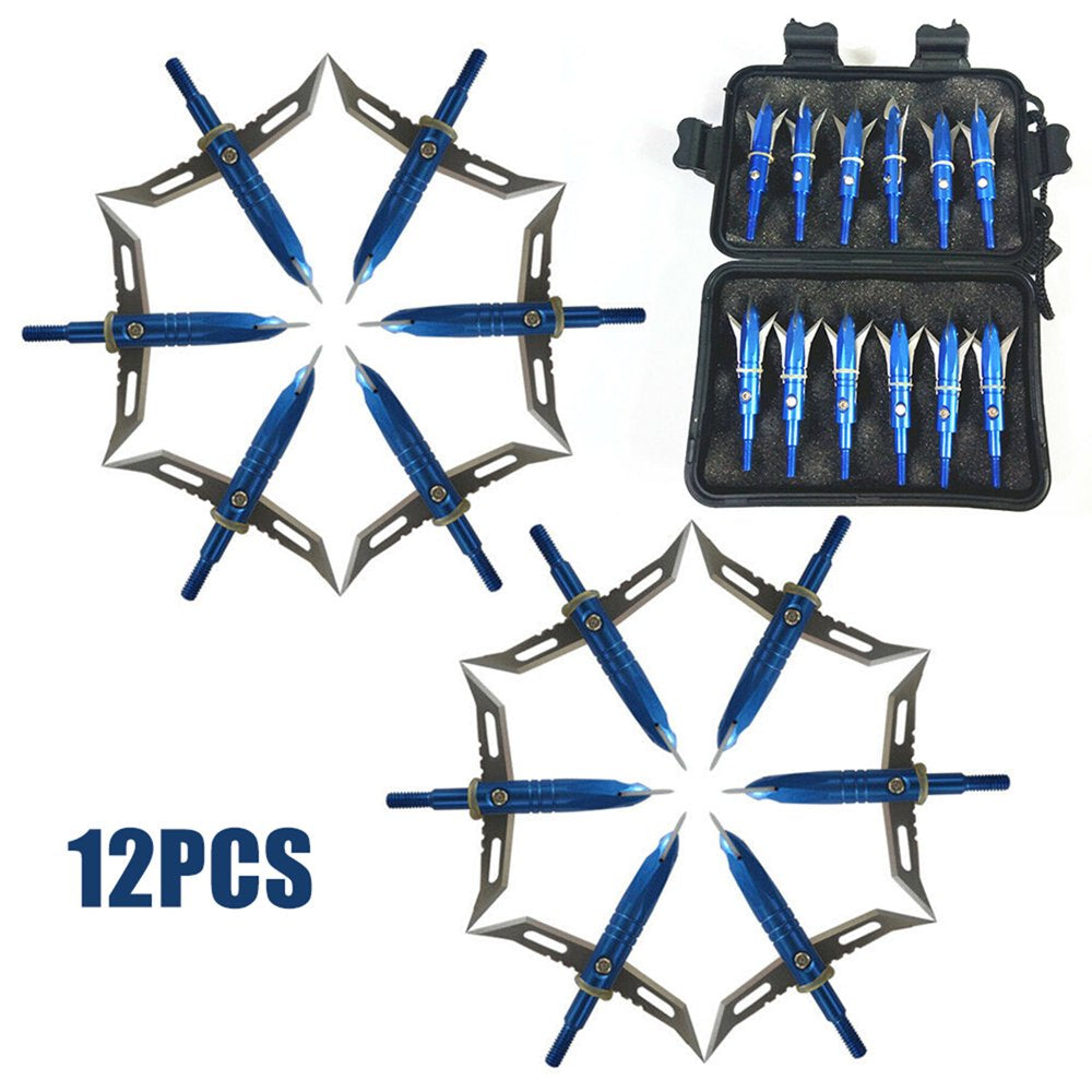 DODOING 12Pcs Rage Broadheads 100 Grain 2.1" Cut Screw-In Rage Broadheads Broadhead Case Crossbow Broadheads Hunting Arrows for Compound Bows