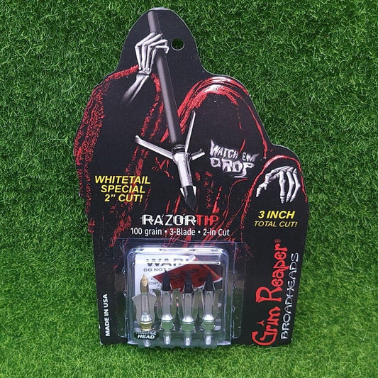 Grim Reaper Razortip Mechanical Broadhead Whitetail Special 100Gr 3-Blade 2" Cut (3-Pack) - 1924